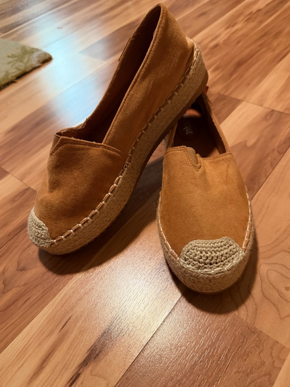 Antique Tan Suede Espadrille Platform Slip-Ons